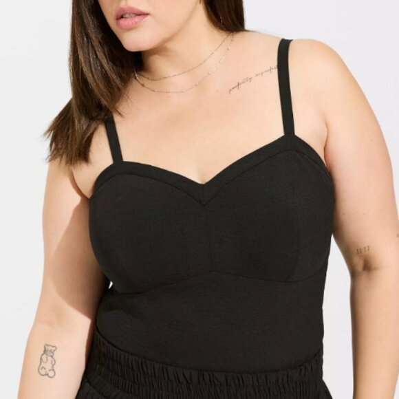 NWT TORRID | Seersucker Sleeveless Bralette Crop Tank Top | Sz. 0/L/12 - Picture 2 of 9